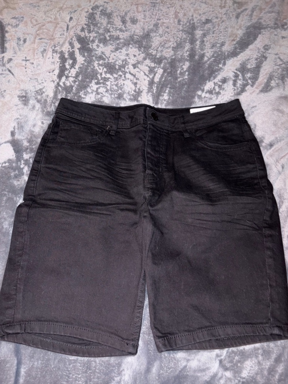 Denim&Co Black Men's Flat-Front Stretch Denim Shorts